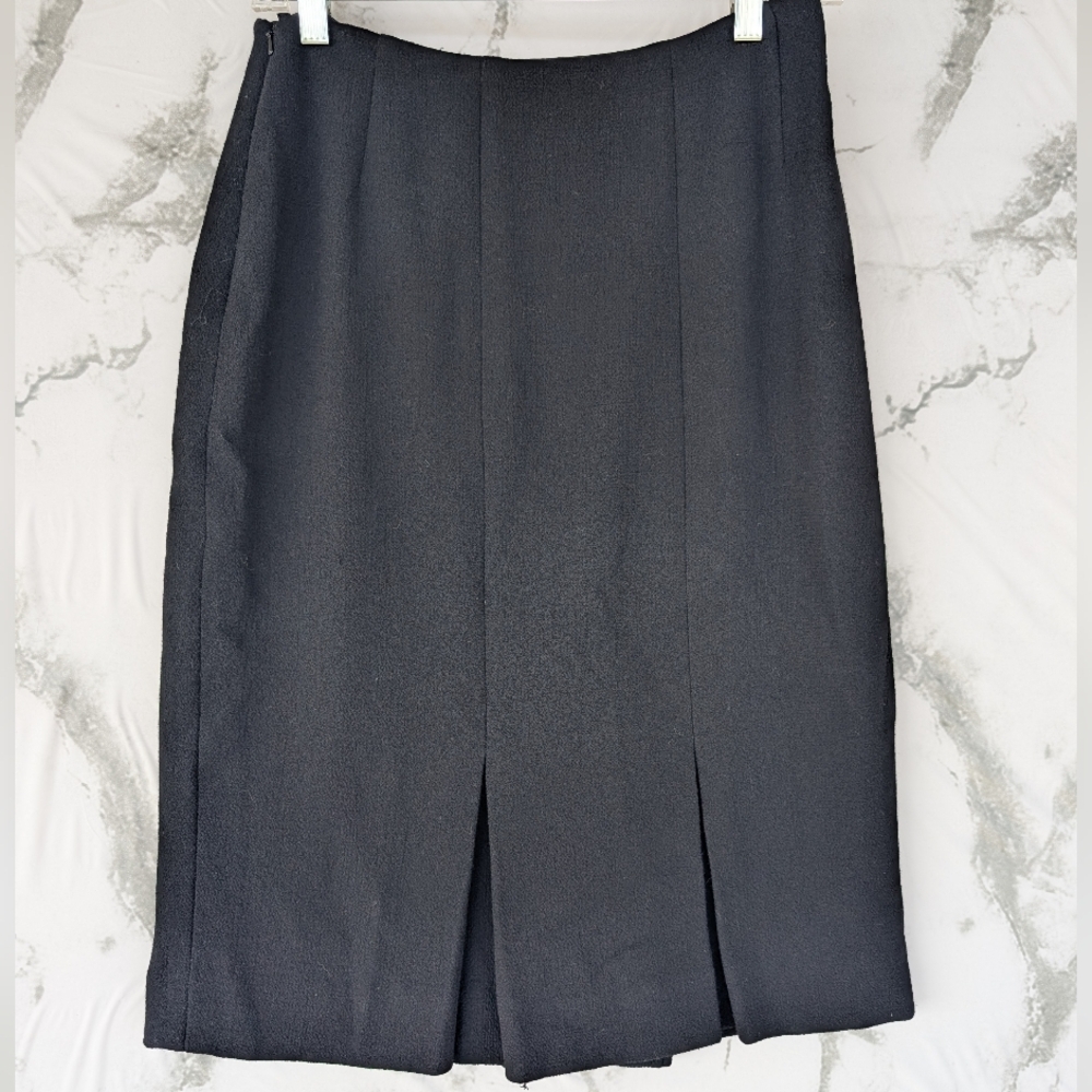 Carlisle Women's Black Wool Pleated Lined Midi Skirt Size 6 - Picture 6 of 6